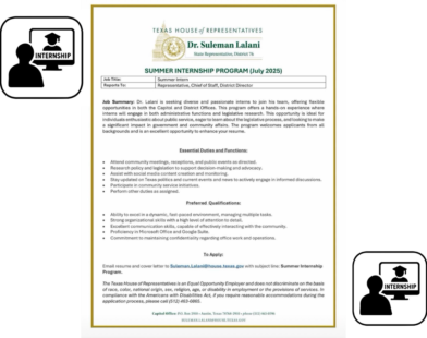 Dr. Suleman Lalani's 2025 Summer Internship Program